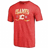 Calgary Flames Fanatics Branded Red Vintage Collection Line Shift Tri Blend T-Shirt